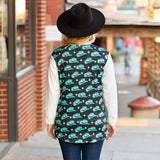 Turquoise Hat top, White sequin long sleeves