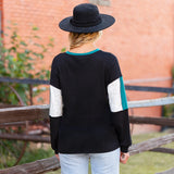 Black waffle knit top-Loose fit