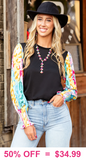 Black top colorful leopard long sleeves