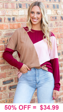 Maroon textured long sleeve top