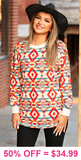 Santa Fe tribal long sleeve top