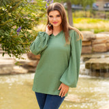 Sage textured v-neck blouse