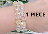 Clear 12mm crystal beaded bracelet