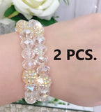 Clear 12mm crystal beaded bracelet