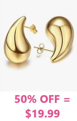 Gold Trendy Teardrop earrings)