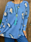 Blue Leopard poncho top