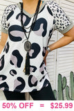 Small..Grey, White, Black leopard short sleeve top