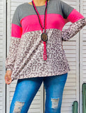 Grey, Pink, Leopard long sleeve top