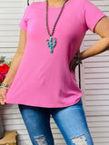 Solid Pink Ribbed tee