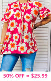 Pink Floral ruffle sleeve top