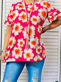 Pink Floral ruffle sleeve top