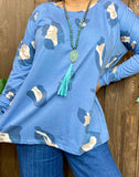 Blue Leopard poncho top