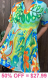 Bright Colorful print v-neck dress