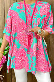 Beautiful Turquoise & Pink  Paisley Poncho