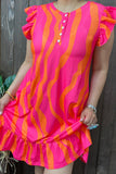 3X...Pink & Orange print dress with cap sleeves