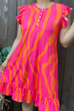 3X...Pink & Orange print dress with cap sleeves