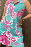 Turquoise and Pink Paisley collar dress
