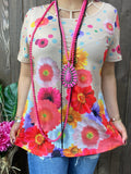 Floral top with cage neck