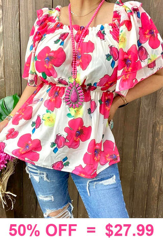 2X, 3X Floral peplum blouse with lining  & elastic waist