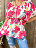 2X, 3X Floral peplum blouse with lining  & elastic waist
