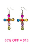 Multi Color Bling Cross earrings