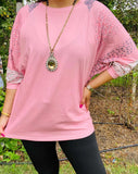 Light Pink floral dolman sleeve top