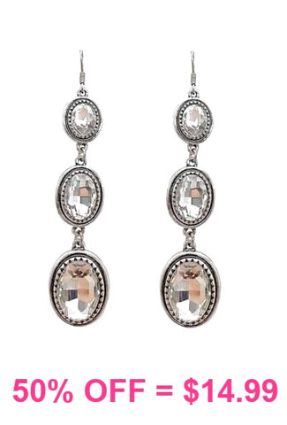 Beautiful Bling Silver Rhinestone 3 Dangle  Earrings