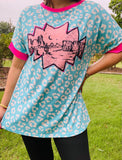 Turquoise Leopard Western graphic tee