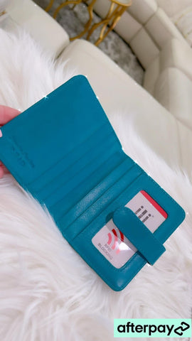 Turquoise ID card holder genuine leather