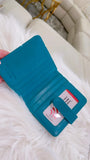 Turquoise ID card holder genuine leather