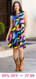 Beautiful Mix Colorful Watercolor Style dress with pockets