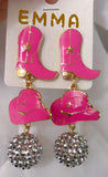 Disco cowgirl boot earrings: 3 color options