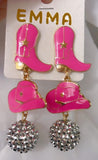 Disco cowgirl boot earrings: 3 color options