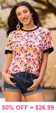 Pink & Yellow leopard short sleeve top