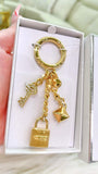 MK Gold padlock bling keychain