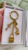 MK Gold padlock bling keychain