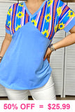 Blue tribal short sleeve top