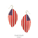 USA Flag Feather shaped earrings