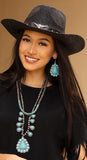 Silver Navajo Pearl Double Strand Necklace with Turquoise triangle pendants