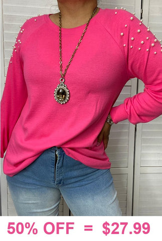 Pink long sleeve with Pearl shoulders