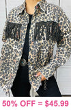 2X/3X  : Leopard jacket with bling fringe