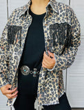 2X/3X  : Leopard jacket with bling fringe