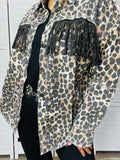 2X/3X  : Leopard jacket with bling fringe