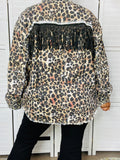 2X/3X  : Leopard jacket with bling fringe