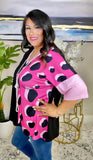 Half Pink Leopard Half Black top