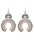 Silver/ AB Rhinestone bling squash blossom earrings