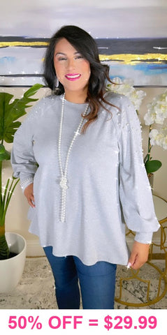 Grey long sleeve with Pearl shoulders