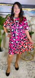 Pink ombre big spot leopard dress