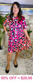 Pink ombre big spot leopard dress