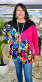 Floral, Black, Pink long sleeve top